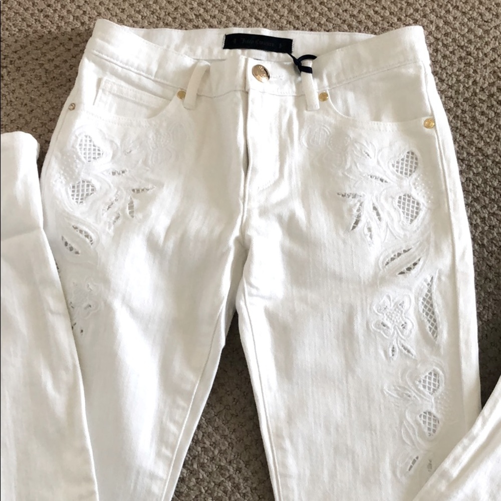NWT Juicy Couture embroidered white skinny jeans